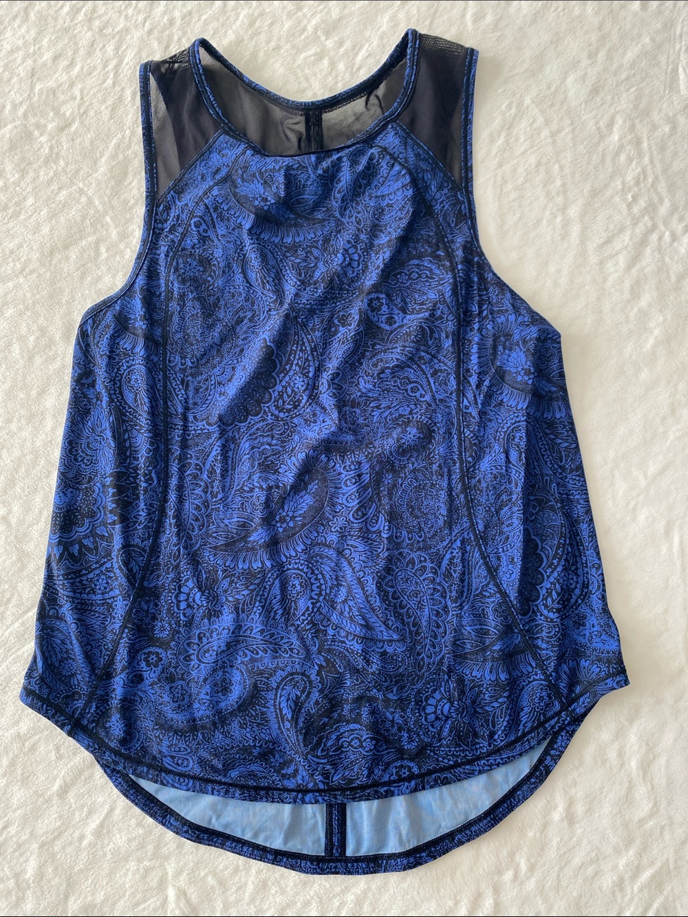 Lululemon Paisley-Print Blue Mesh Tank Top